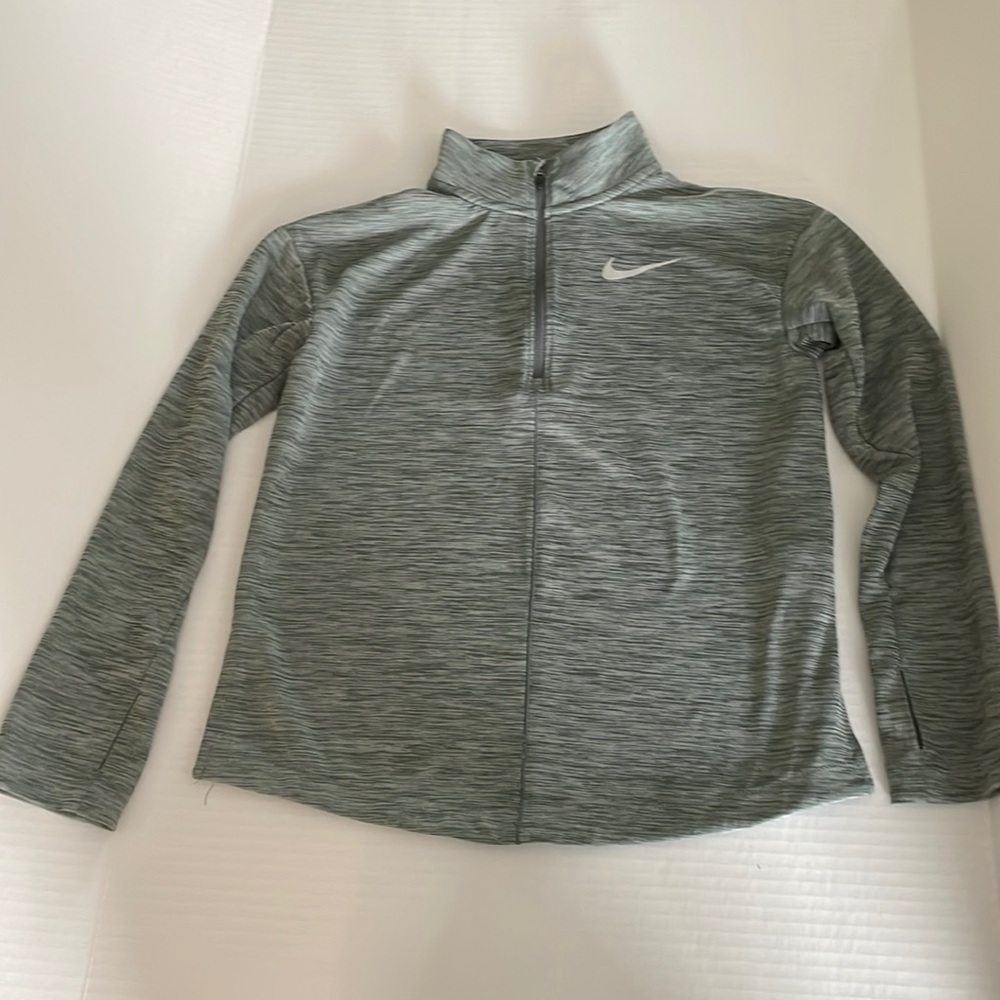 Nike girls heather grey 1/4 zip running dri-fit jacket size L